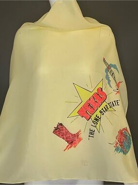 Vintage 50s Texas Souvenir Scarf Large 29 In Fair Condition